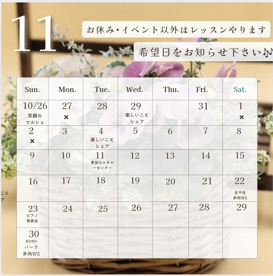 11月のレッスン日